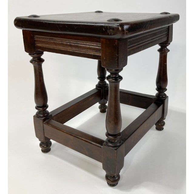 Antique English Oak Pegged Joint Stool For Sale In Kansas City - Image 6 of 12