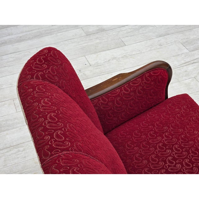 Danish 3-Seater Sofa in Red/Beige Furniture Wool, 1950s For Sale - Image 12 of 18