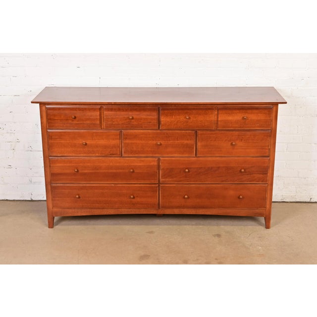 American Thomasville Arts & Crafts Shaker Cherry Wood Dresser or Credenza For Sale - Image 3 of 13