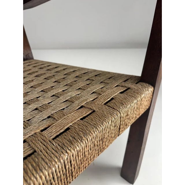 Bauhaus Vintage Italian Wood and Rope Armchair, 1930s For Sale - Image 3 of 13
