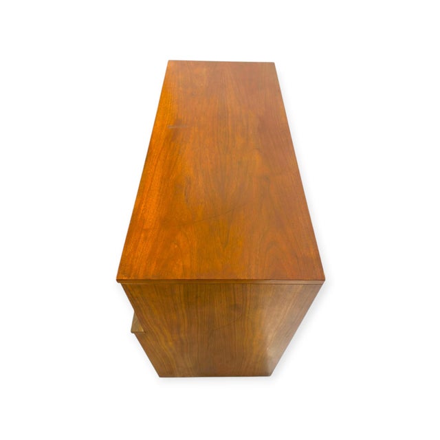 Vintage Mid Century Modern American Walnut Tallboy 5 Drawer Dresser For Sale - Image 9 of 10