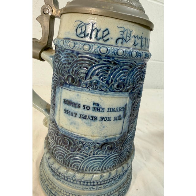 Antique Whites Utica Stoneware Pottery "Prince of Pilsen" Pewter Lidded Stein For Sale In New York - Image 6 of 12