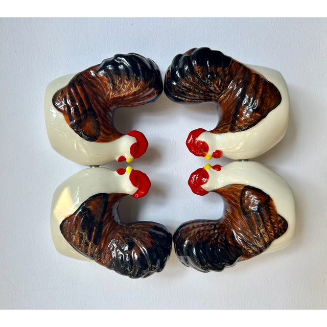1970s Magnetic Glazed Ceramic Turkey Salt & Pepper Shakers - Set of 4 For Sale - Image 10 of 18