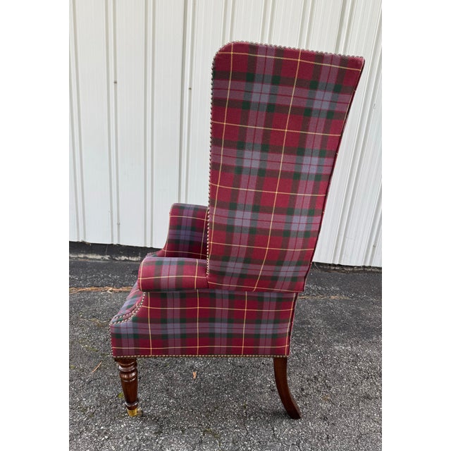 Ralph Lauren 1990s Attributed to Ralph Lauren Plaid Wingback Style Chair For Sale - Image 4 of 7