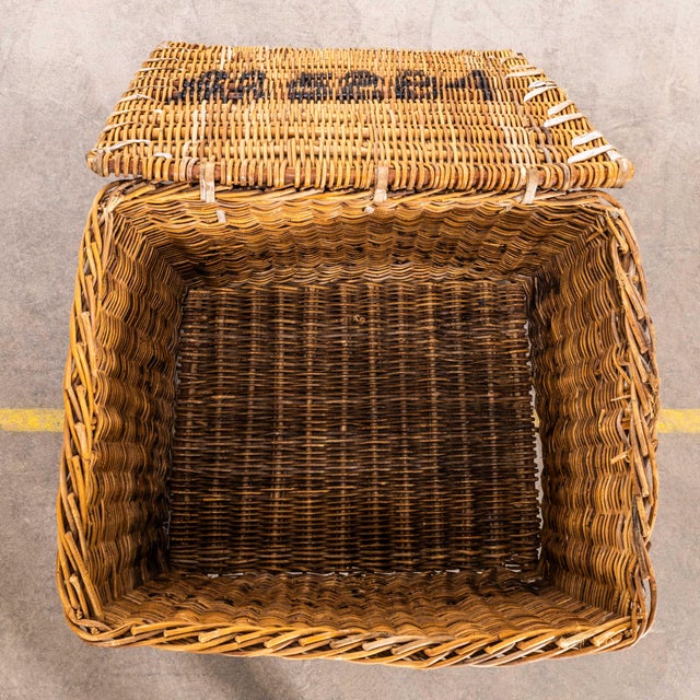 1920’s original english wicker baskets. Oversized industrial storage baskets retaining original faded branding. Handmade...