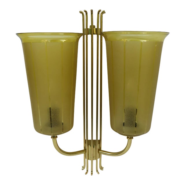 Large Brass Sconces, 1950s, Set of 2 For Sale