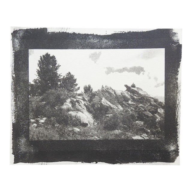 Late 20th Century Gray Cyanotype Rocky Landscape Photograph For Sale
