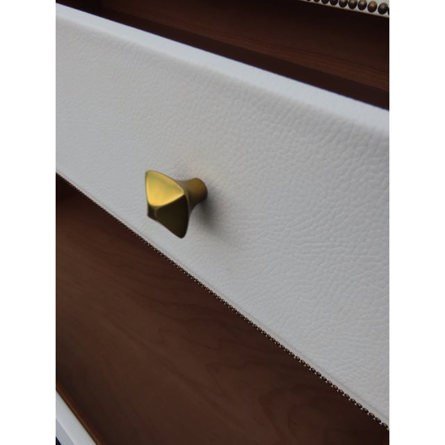 Bernhardt Hollywood Regency Bonded Leather Large Nightstands Chests a Pair 6660 For Sale - Image 15 of 18