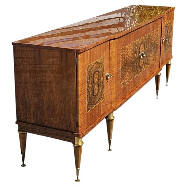Mid-Century Modern French Sideboard in Burlwood, 1960s For Sale - Image 3 of 18