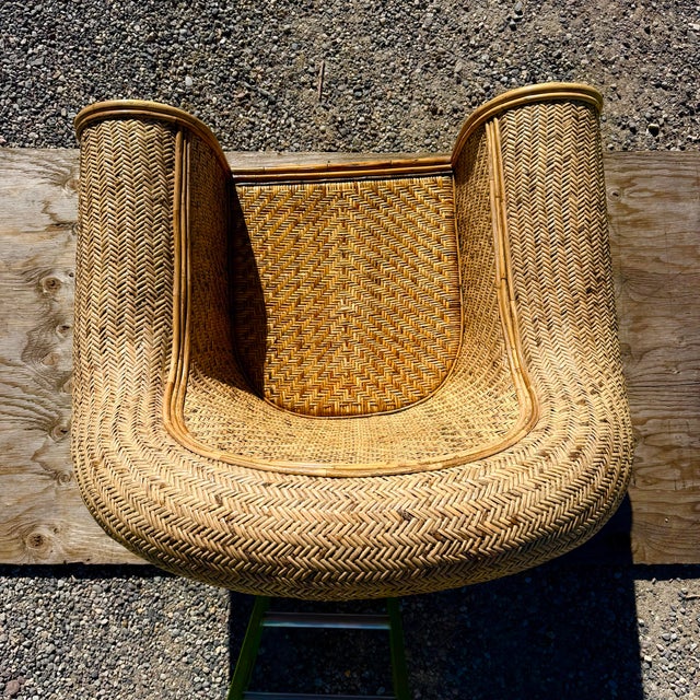 Late 20th Century Ralph Lauren Attributed Wicker Rattan Lounge Chair For Sale - Image 10 of 11