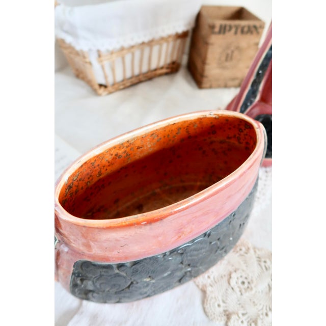 Vintage Red and Black Ceramic Set in Textured Rough, Set of 3 For Sale - Image 4 of 9