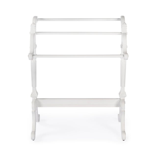 Traditional Newhouse 29.25 in. W Rectangular Wood 3 Rail Traditional Blanket Stand, Cottage White For Sale - Image 3 of 7