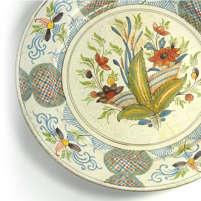 Cream 19th Century French Desevres Big Ceramic Plate, 1890s For Sale - Image 8 of 10