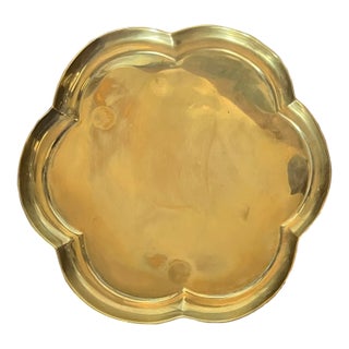Antique 18th Century English George III Footed Brass Tray For Sale