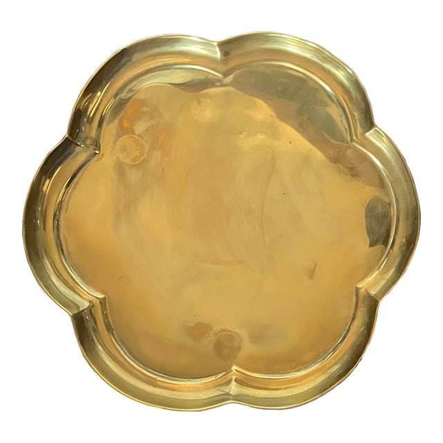 Antique 18th Century English George III Footed Brass Tray For Sale
