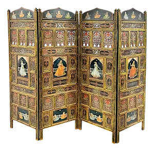 Indian Polychrome Screen, Early 20th Century