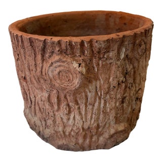 Vintage Faux Boi Terra Cotta Planter For Sale