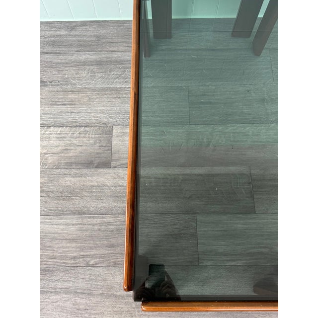 Brown Vintage Italian Coffee Table in Wood with Smoked Glass Top, 1970s For Sale - Image 8 of 10
