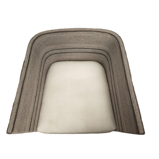 2020s Palecek Otto Coastal White Performance Whitewash Woven Striped Rope Occasional Chair For Sale - Image 5 of 9