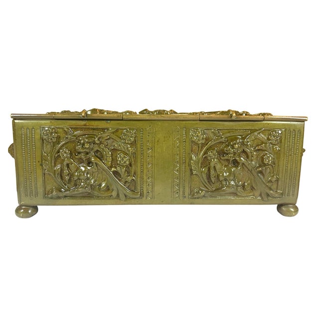 19th C Bronze Jewelry Casket/Box With Bats (Or Goblins) All Around For Sale - Image 9 of 12