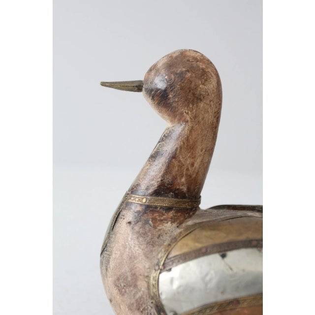 Vintage Folk Art Wood and Metal Duck Figurine For Sale - Image 6 of 9