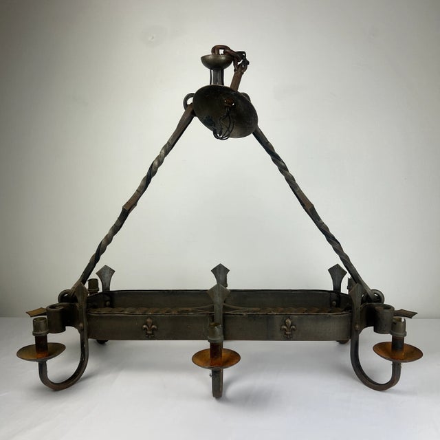 Gothic Early 20th Century French Wrought Iron Chandelier For Sale - Image 3 of 9