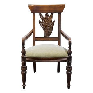 Thomasville Furniture Solid Cherry Contemporary Traditional Style Wheat Back Dining Arm Chair 19242 For Sale