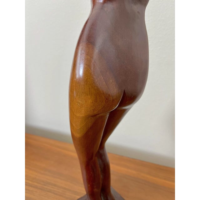 Mid Century Modern Carved Figure Sculpture | in the Style of F. Simeon For Sale - Image 9 of 12