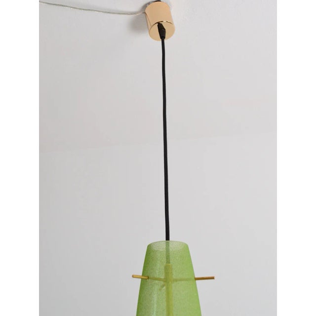 Metal Italian Green Glass Lamp with Brass, 1960s For Sale - Image 7 of 12