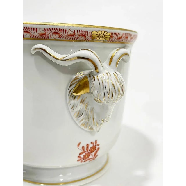 Hungarian Porcelain Apponyi Orange Cachepots from Herend, 1960s, Set of 2 For Sale - Image 6 of 9