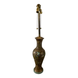 Vintage Marbro Lamp Company Chinese-Export Brass Chapleve Reticulated Cloisonne Electrified Table Lamp