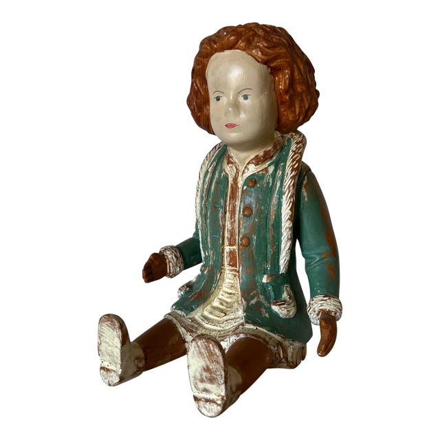 Italian Vintage Sarreid Ltd Sitting Doll Figurine Sculpture For Sale