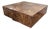 1970s Burl Wood Veneer Square Block Coffee Table on Plinth Base For Sale