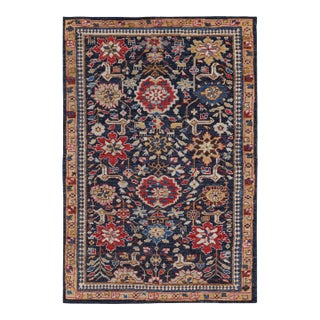 Rug & Kilim’s Caucasian Kuba Style Rug in Blue With Pictorial & Floral Patterns For Sale