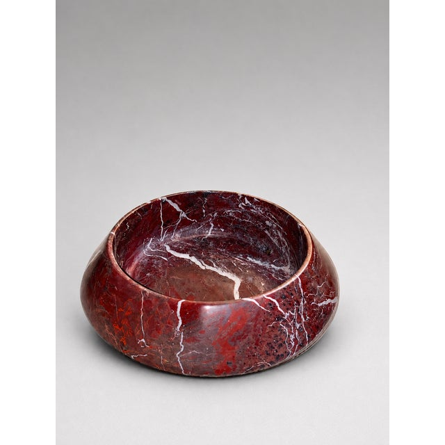 Elevate your interior with this authentic Rosso Levanto marble bowl, expertly crafted from natural Italian stone....