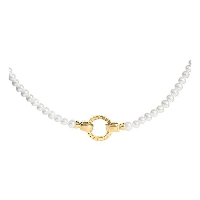 18K Yellow Gold Vermeil Pearl Strand Infinity Necklace For Sale