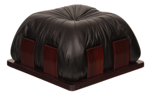 Dragone Pouf in Leather and Padouk by Luciano Frigerio for Frigerio Di Desio, 1970s