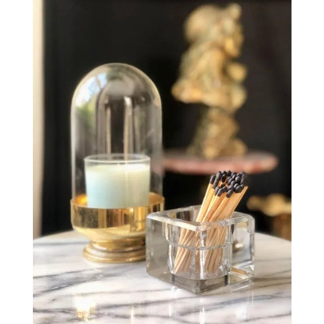 Art Deco Antique Art Deco Crystal Inkwell Turned Match Strike For Sale - Image 3 of 6