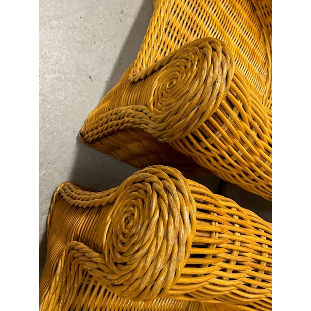 Wood Vintage Rattan Wicker Club Chairs, a Pair For Sale - Image 7 of 17