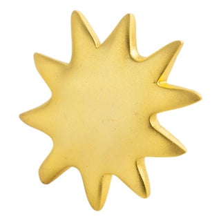 Edouard Rambaud Gilded Metal Sun Brooch For Sale