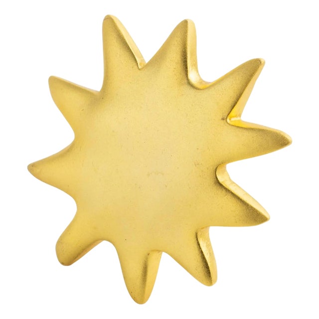 Edouard Rambaud Gilded Metal Sun Brooch For Sale