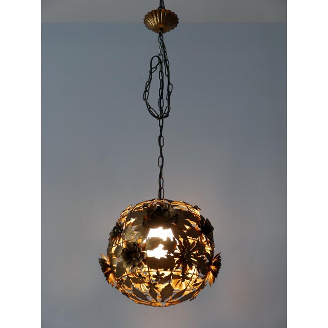 Mid-Century Modern Metal Floral Pendant Lamp, Germany, 1960s For Sale - Image 6 of 18