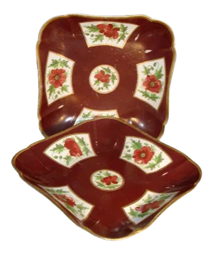 Early 19th Century Coalport Imari or Japan Porcelain Batavian Pattern Dessert Dishes - A Pair