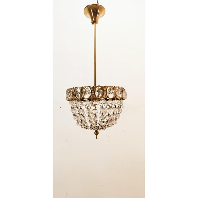 Brass Suspension Light with Crystals For Sale - Image 11 of 17