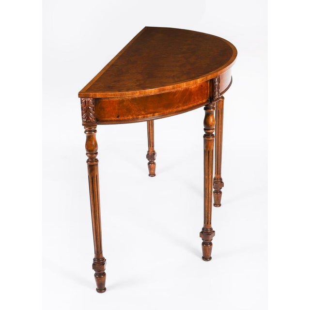 Vintage English Burr Walnut Parquetry Console Table, 1950s For Sale - Image 6 of 12