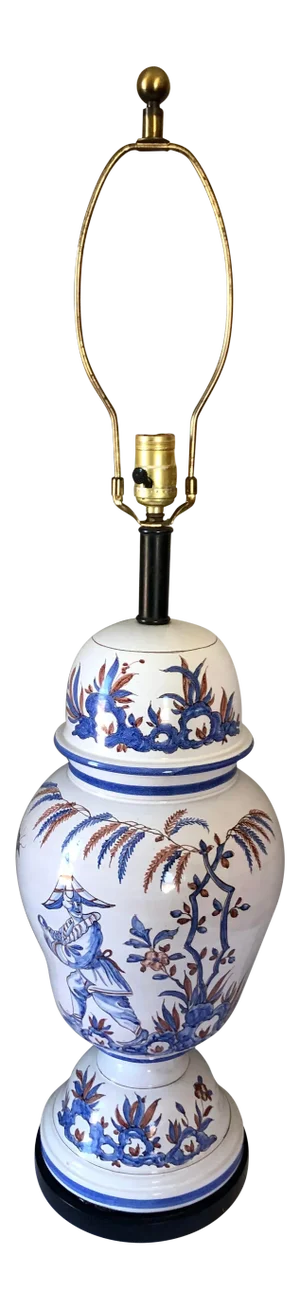 Vintage Harlequin Jester Italian Pottery Ginger Jar Table Lamp