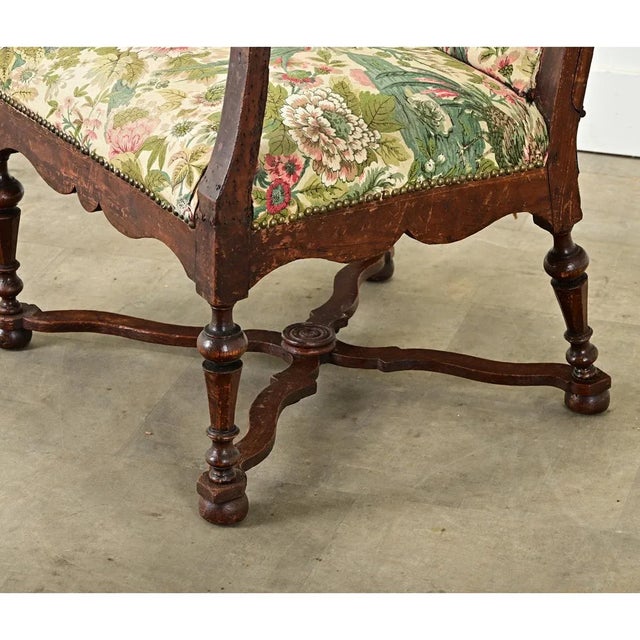 Wood French 18th Century Oak Reclining Arm Chair For Sale - Image 7 of 12