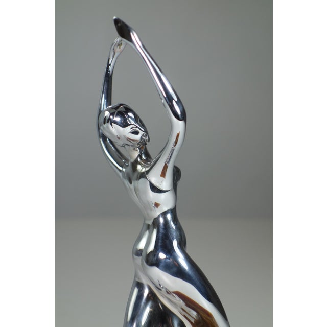 Metal Karl Hagenauer, Dancer Figure, 1920s, Nickeled Metal & Onyx Base For Sale - Image 7 of 15