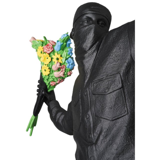 Contemporary Banksy, Flower Bomber Black, 21st Century, Polystone Sculpture For Sale - Image 3 of 4