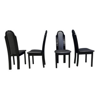 Postmodern Italian Lacquered Wood Dining Chairs, 1980s, Set of 4 For Sale